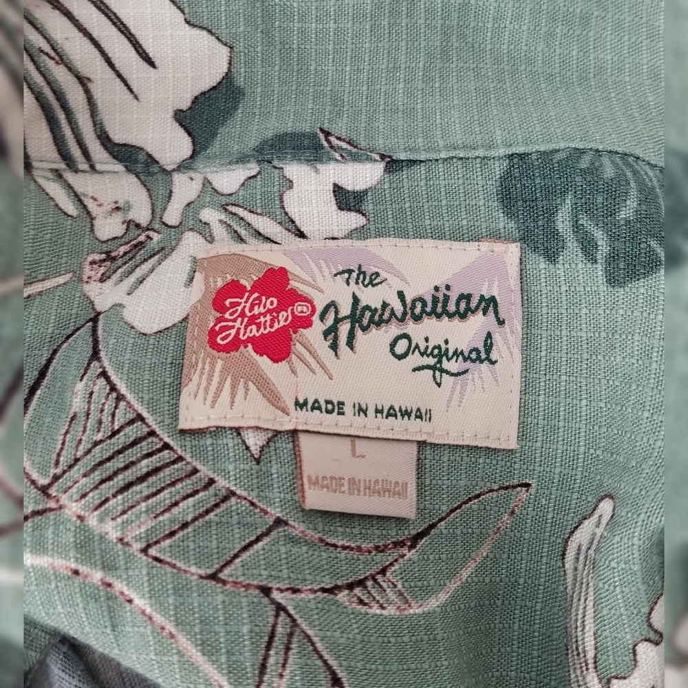 Hilo Hattie Hawaiian Green Tropical Shirt Size L - Picture 4 of 5